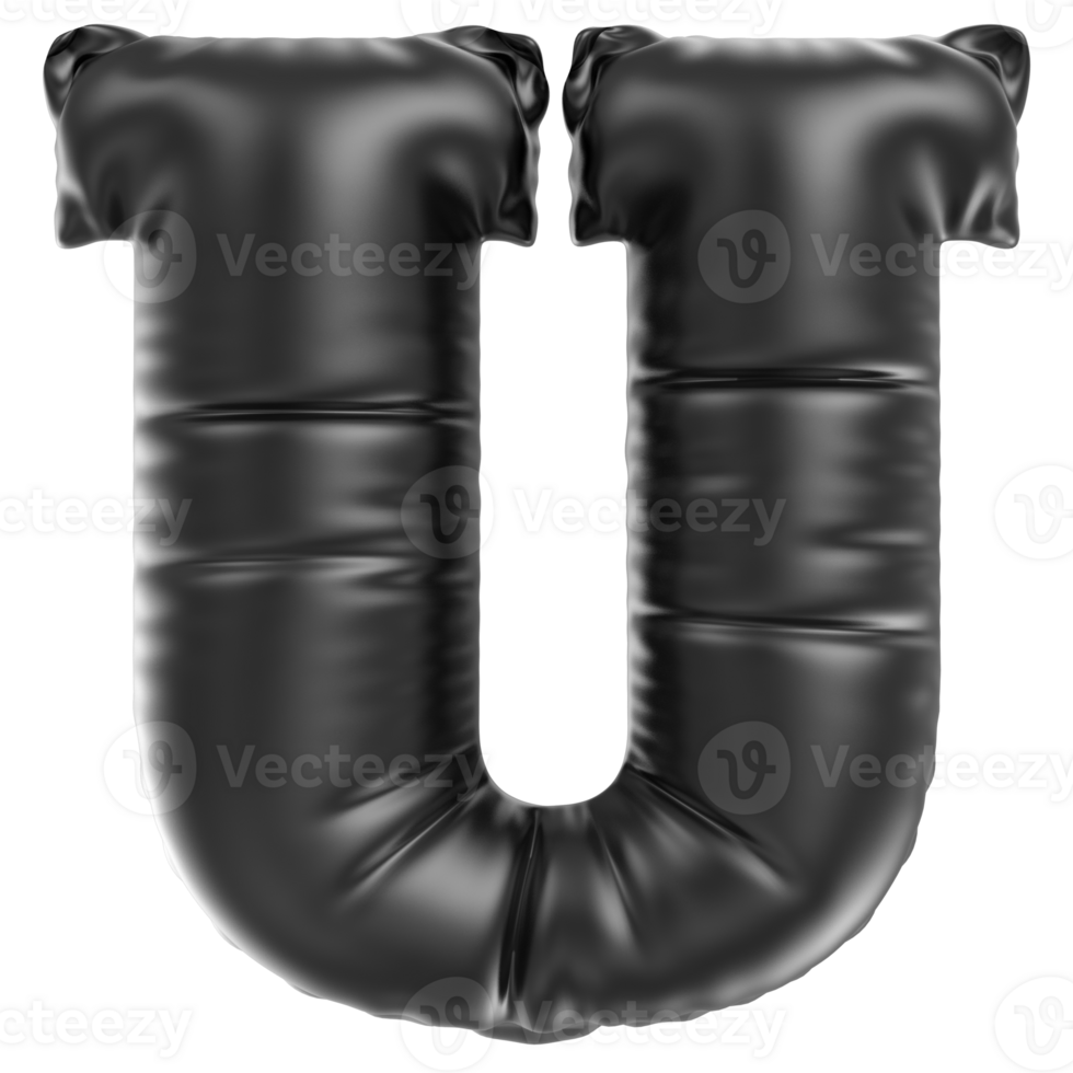 Balloon Font U Black 3D Rendering png