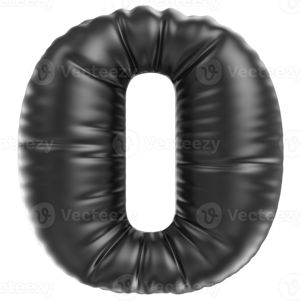 Balloon Font O Black 3D Rendering png