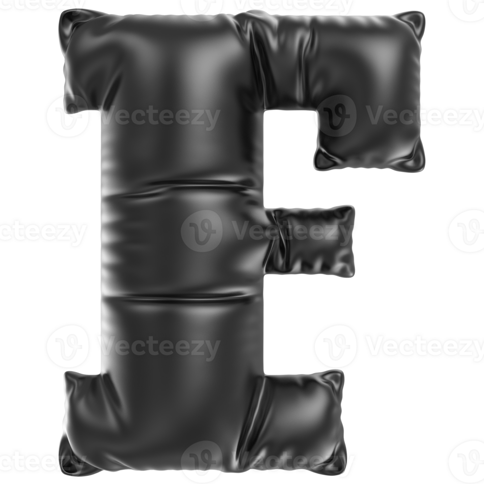 Balloon Font F Black 3D Rendering png