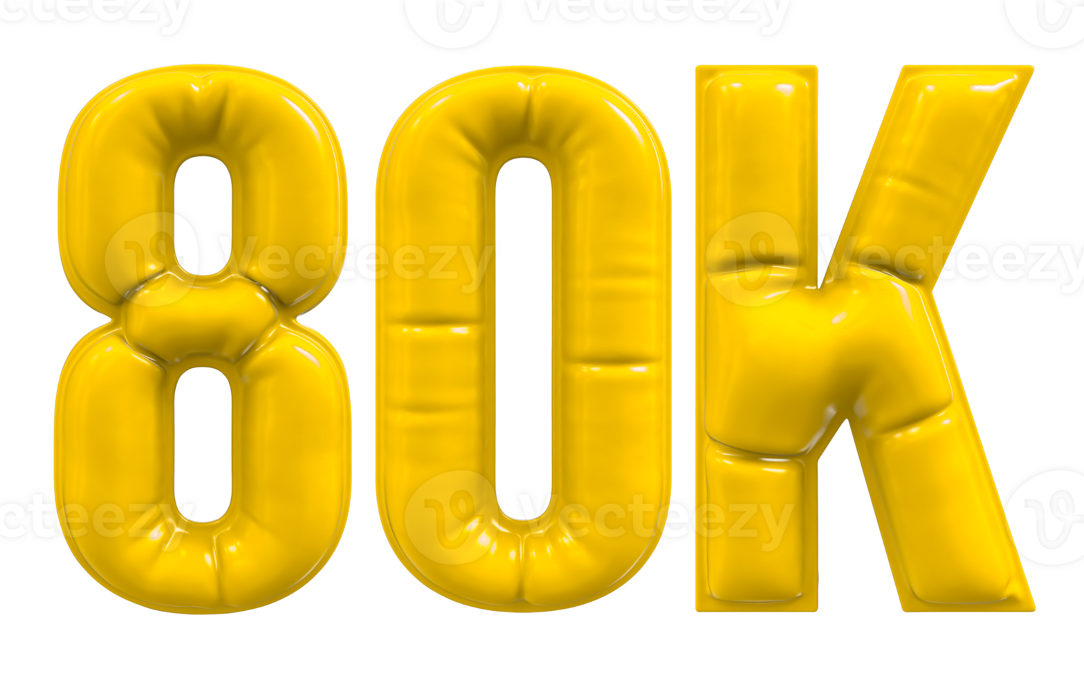 Balloon 80K Number Gold Follow 3D png