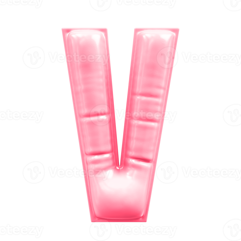V Font Pink 3D Render png