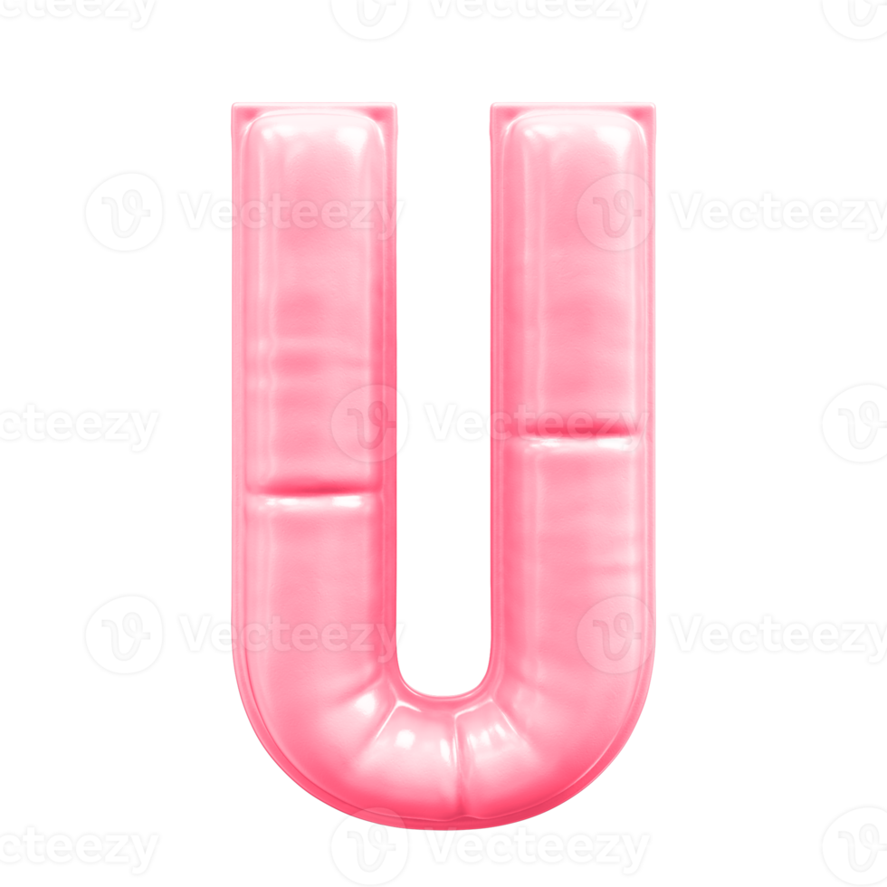 U Font Pink 3D Render png