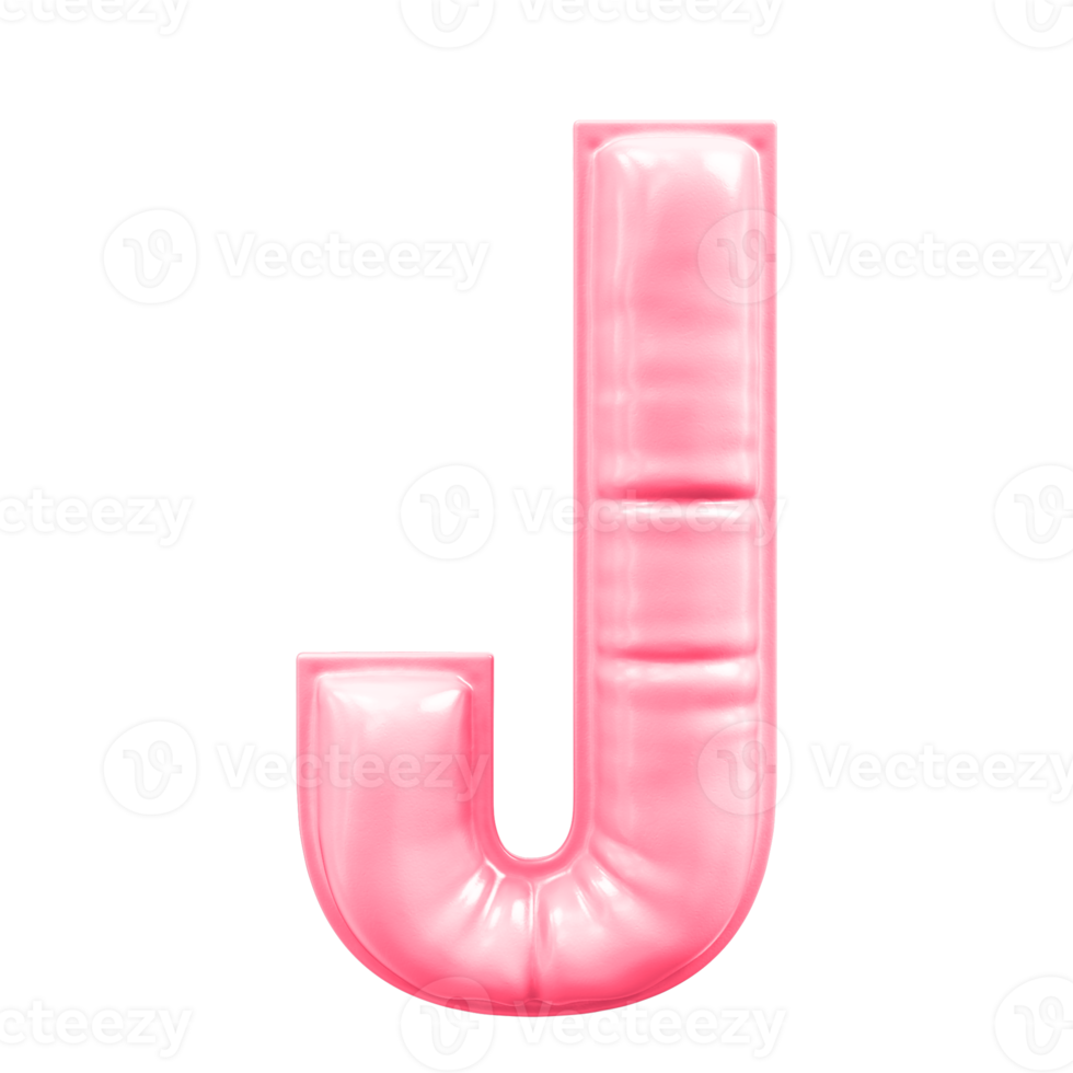 J Font Pink 3D Render png