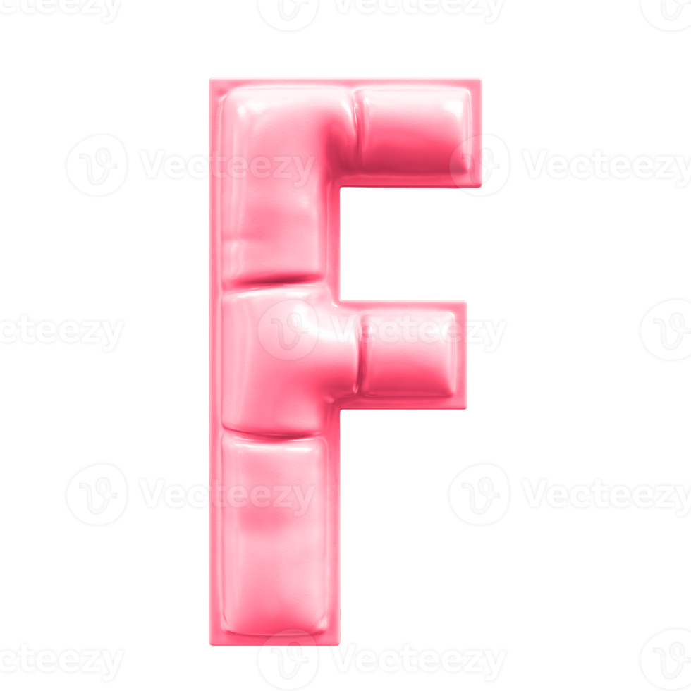 F Font Pink 3D Render png