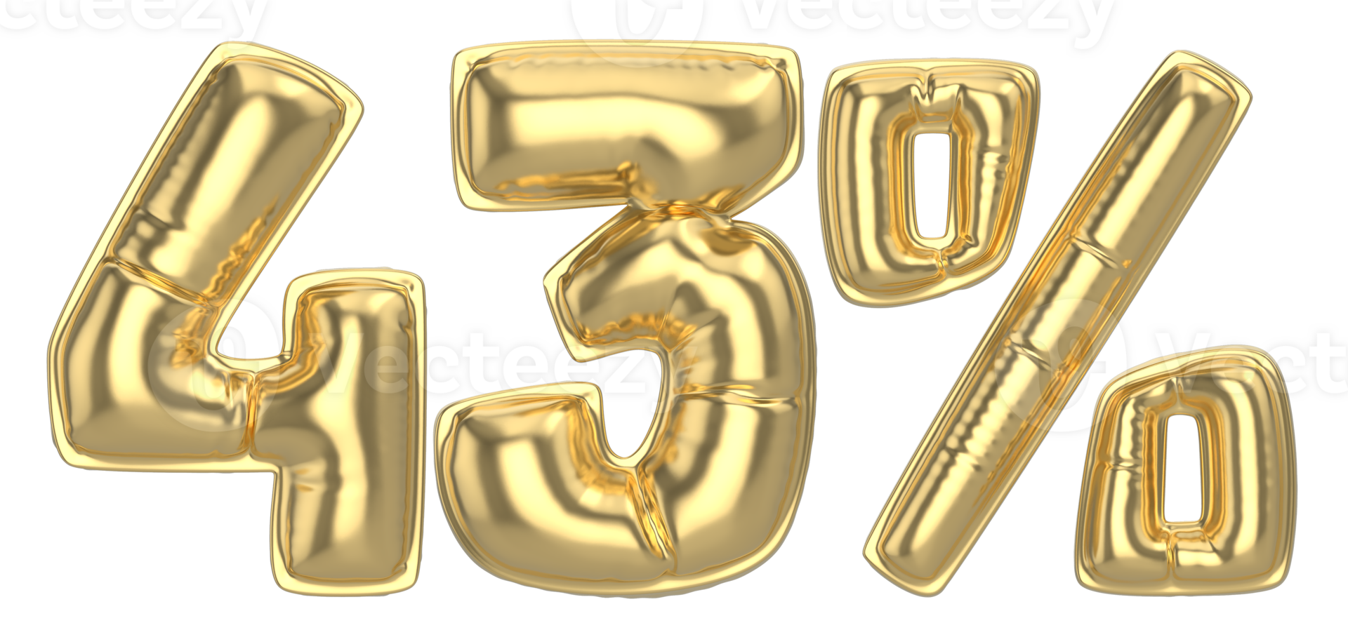 43 Percent Gold 3D Number png