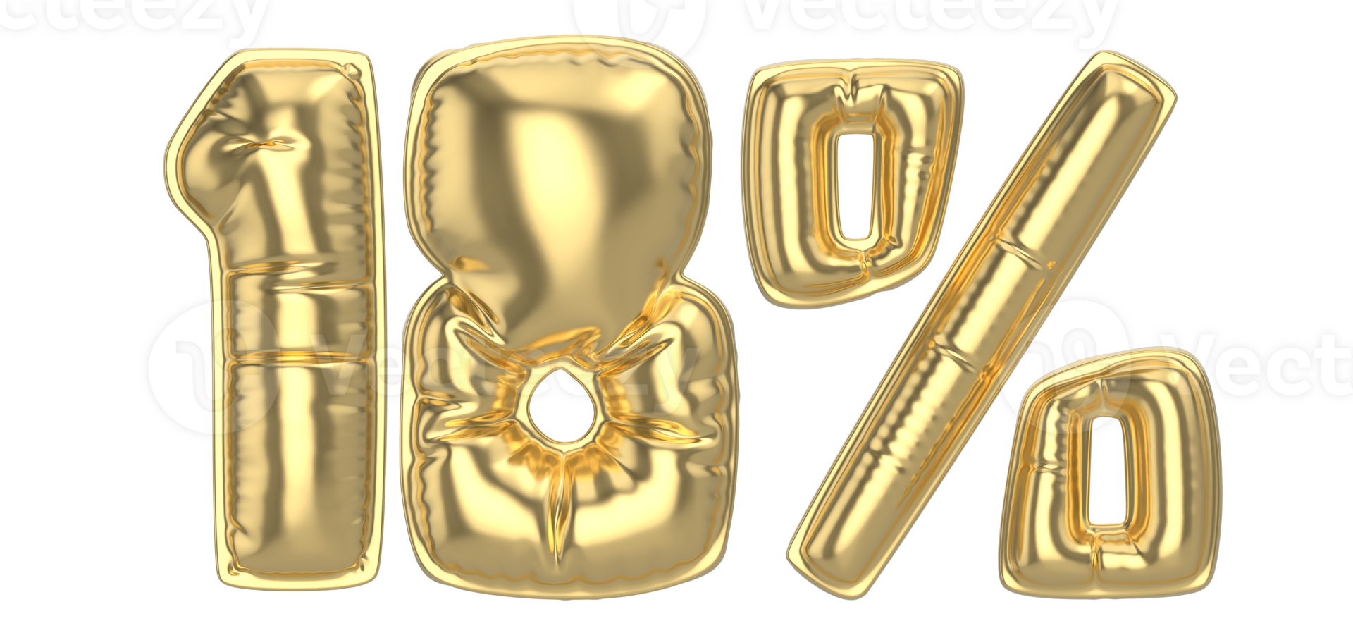 18 Percent Gold 3D Number png