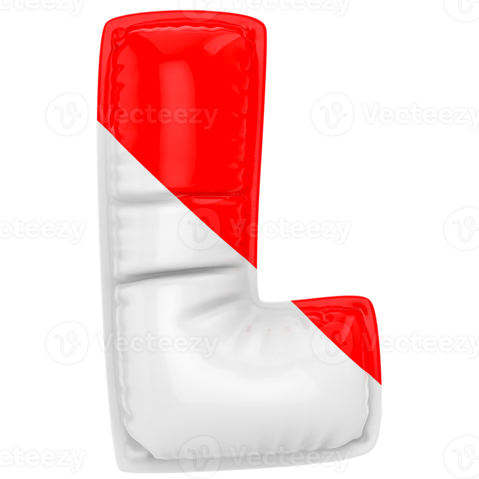 Balloon L Font Red With White 3D Render png