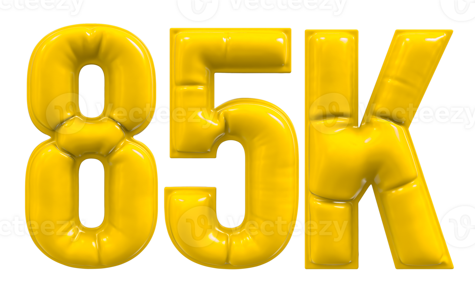 Balloon 85K Number Gold Follow 3D png
