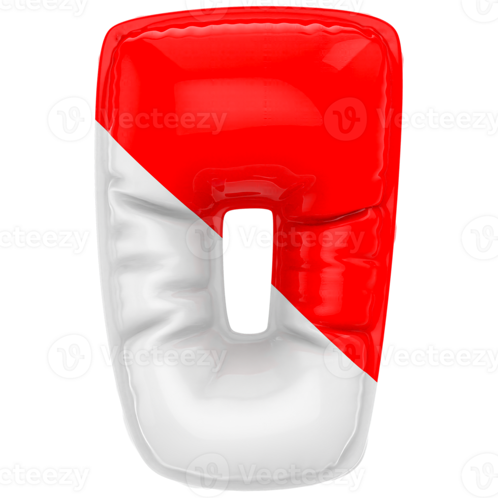 Balloon O Font Red With White 3D Render png