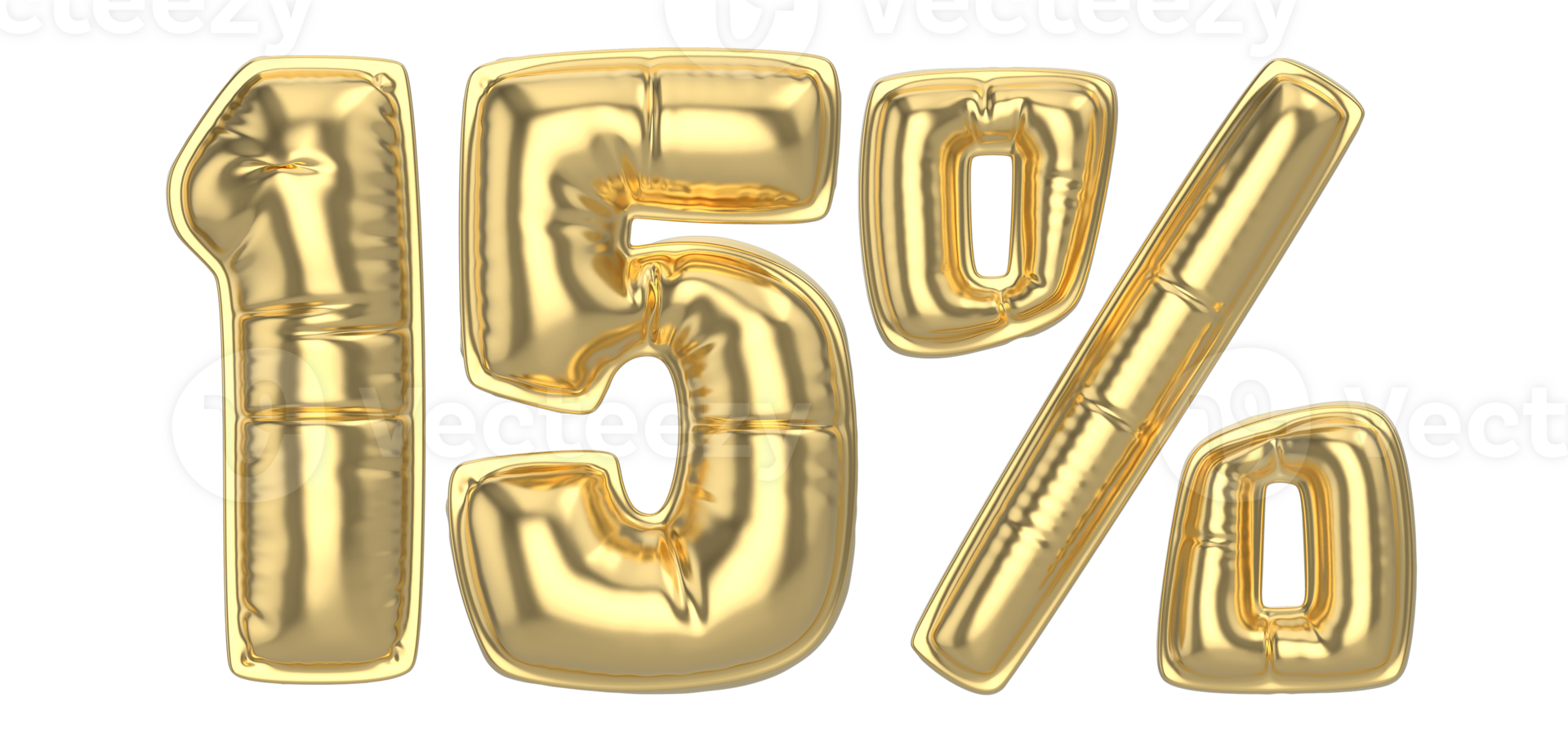 15 Percent Gold 3D Number png