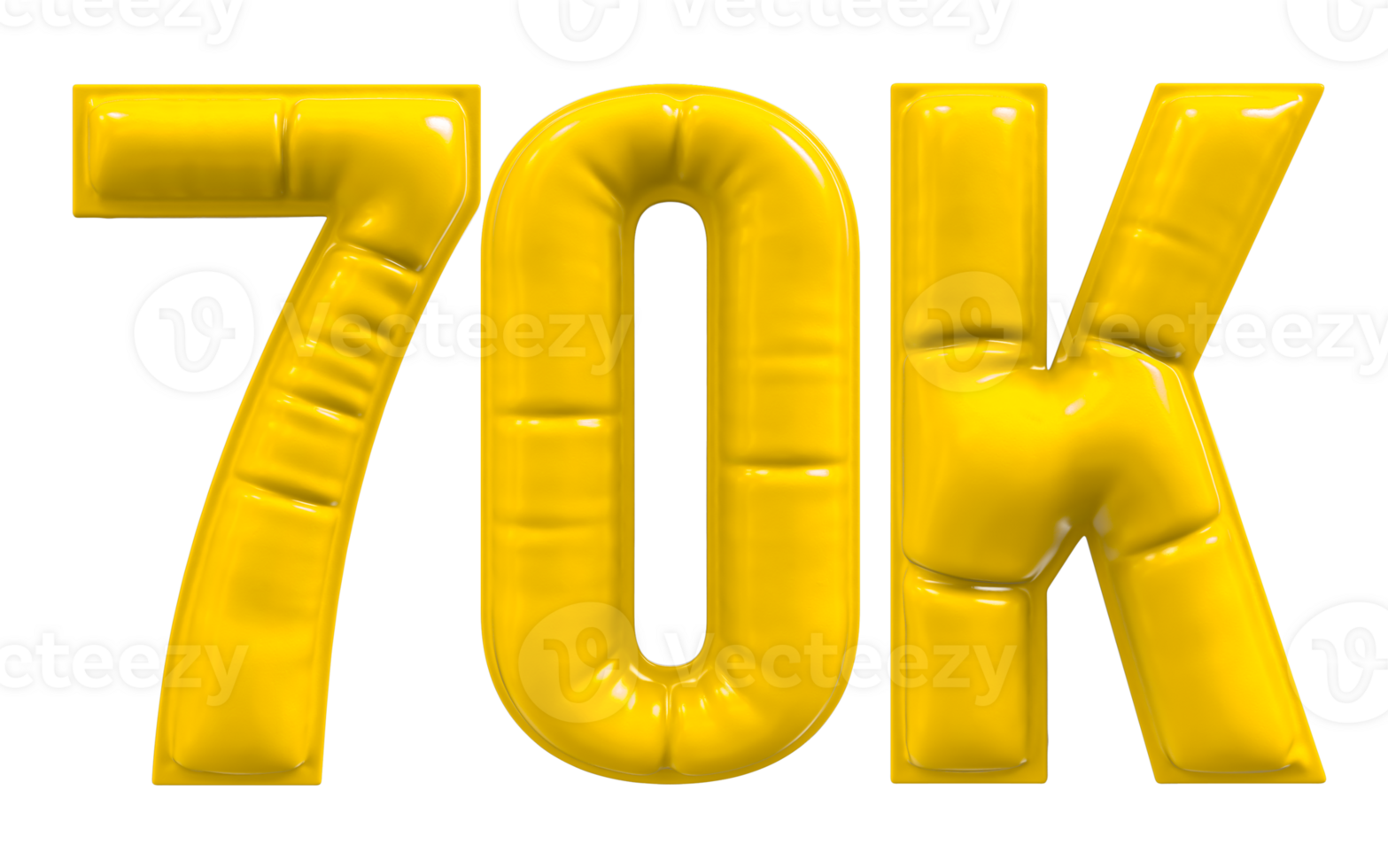 Balloon 70K Number Gold Follow 3D png
