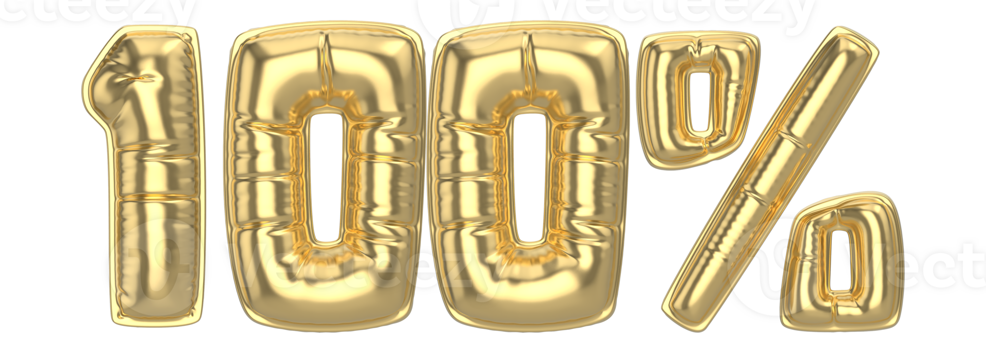 100 Percent Gold 3D Number png