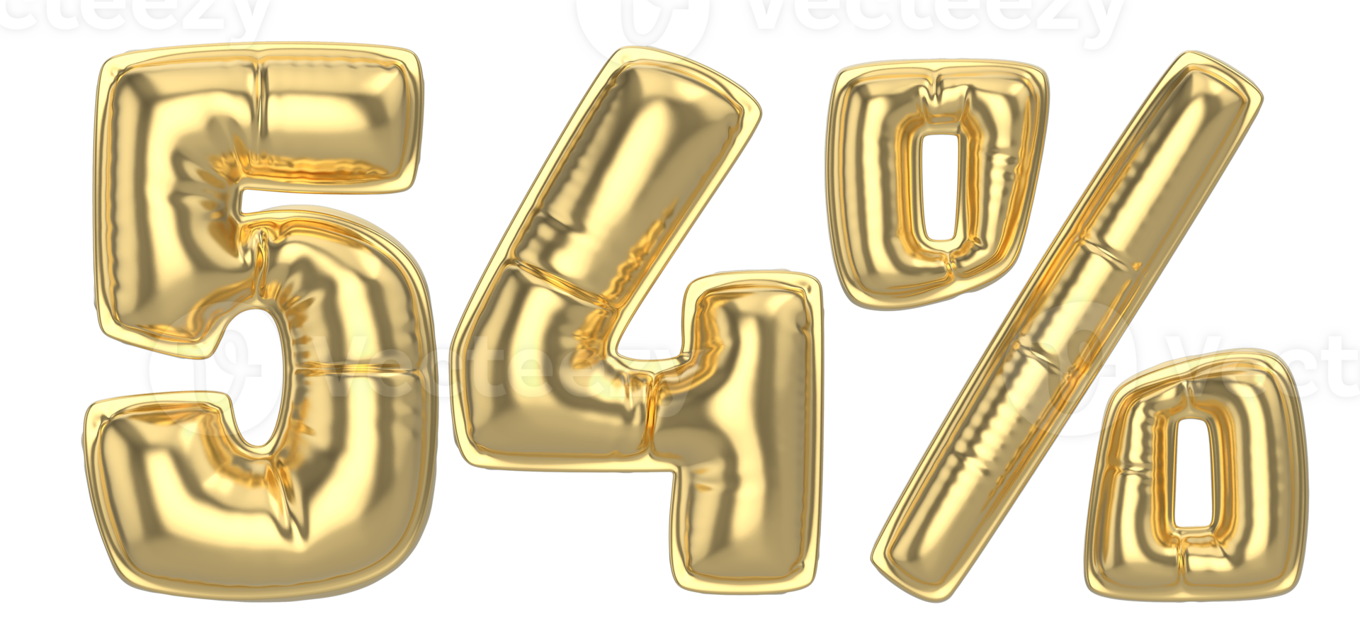 54 Percent Gold 3D Number png