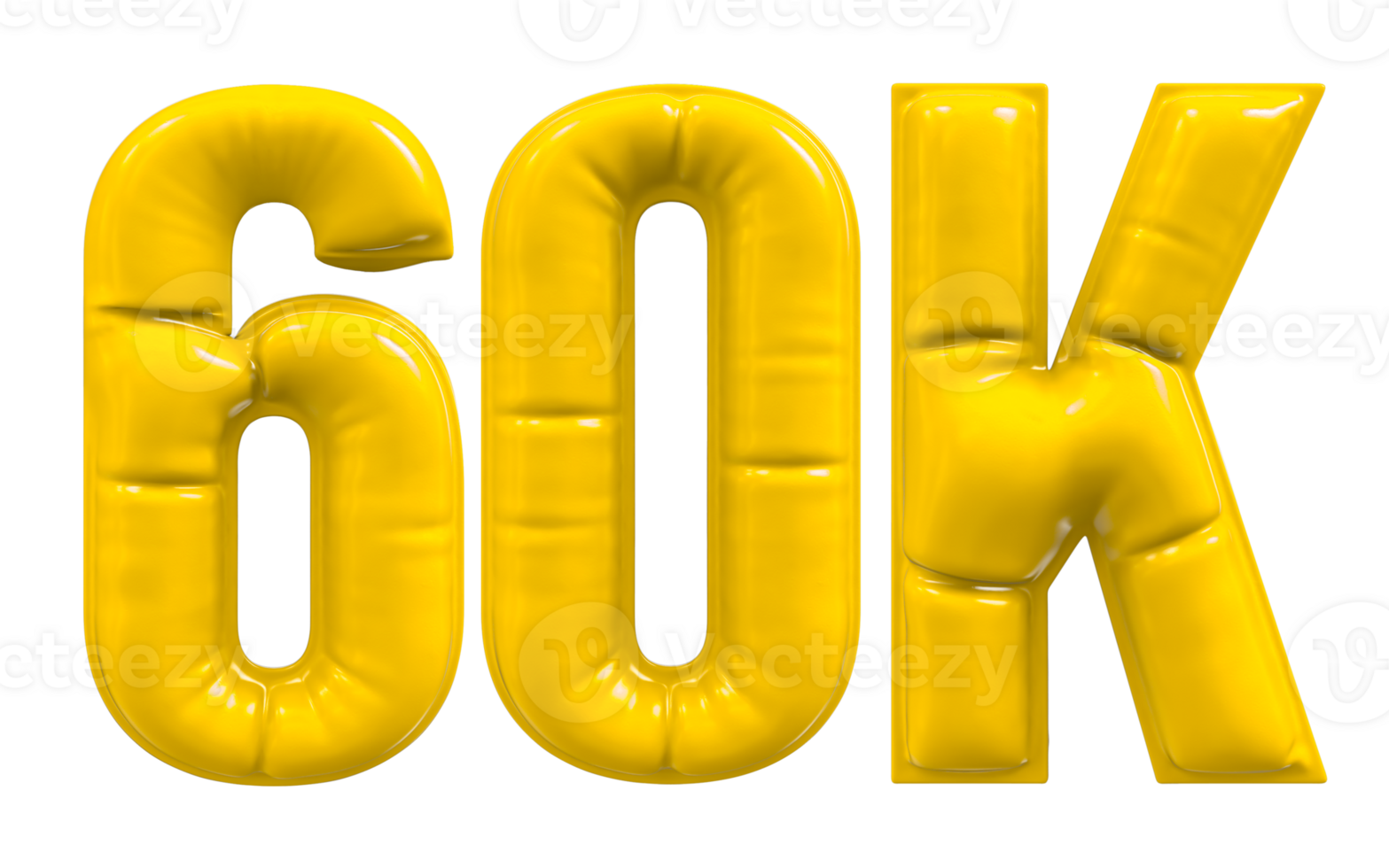 Balloon 60K Number Gold Follow 3D png