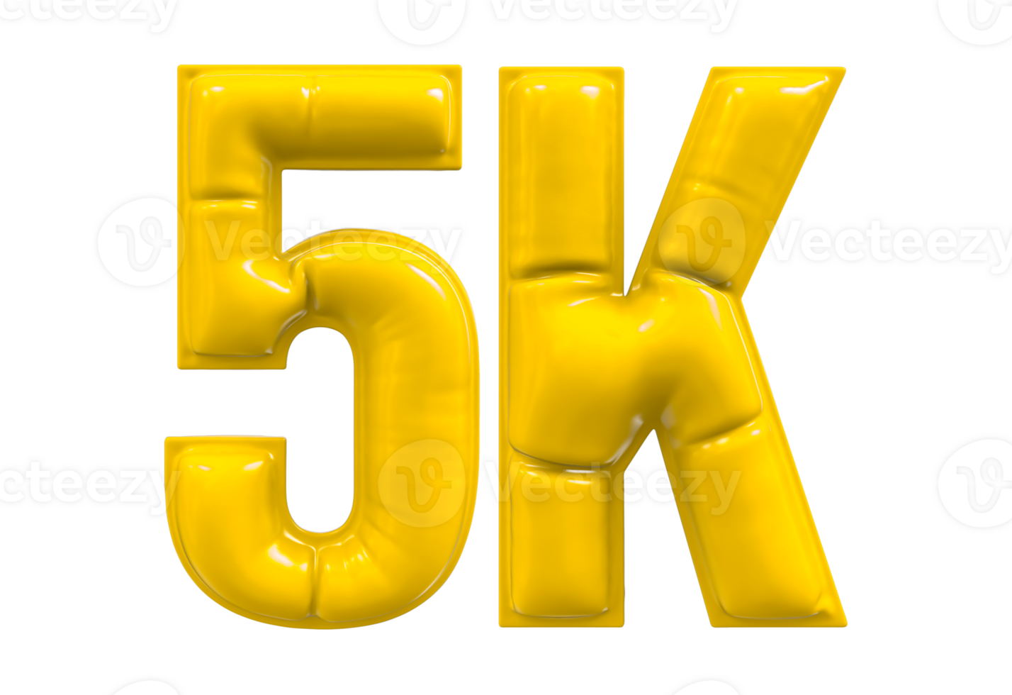 Balloon 5K Number Gold Follow 3D png