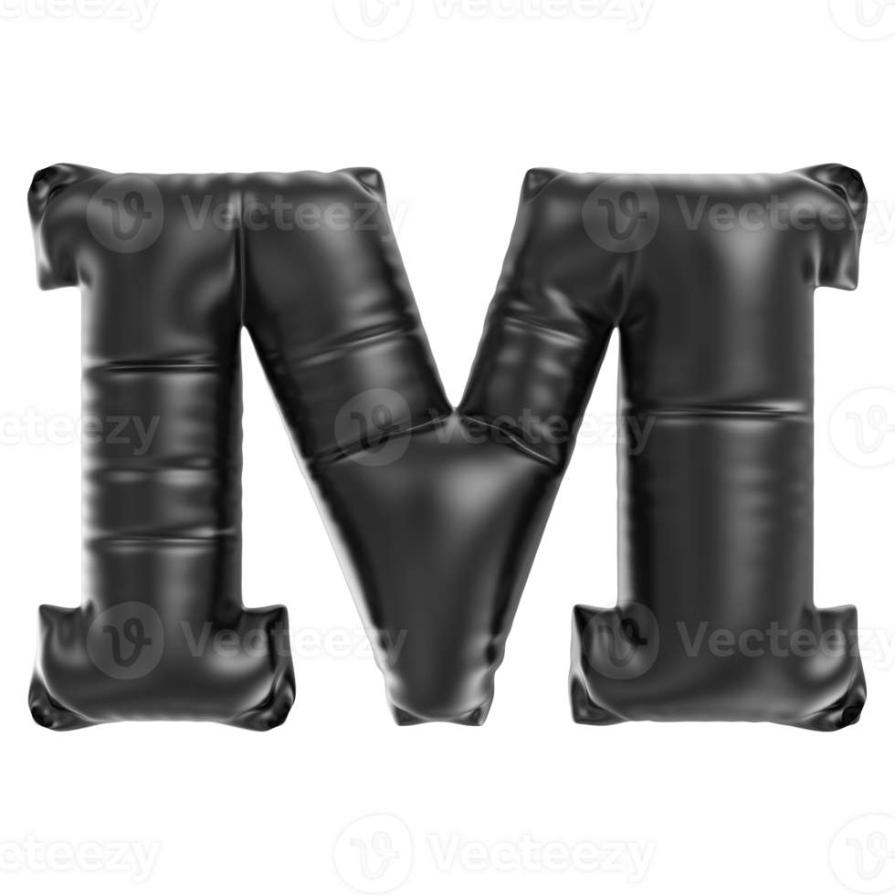 Balloon Font M Black 3D Rendering png