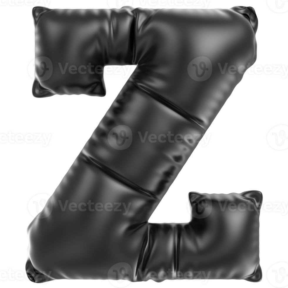 Balloon Font Z Black 3D Rendering png