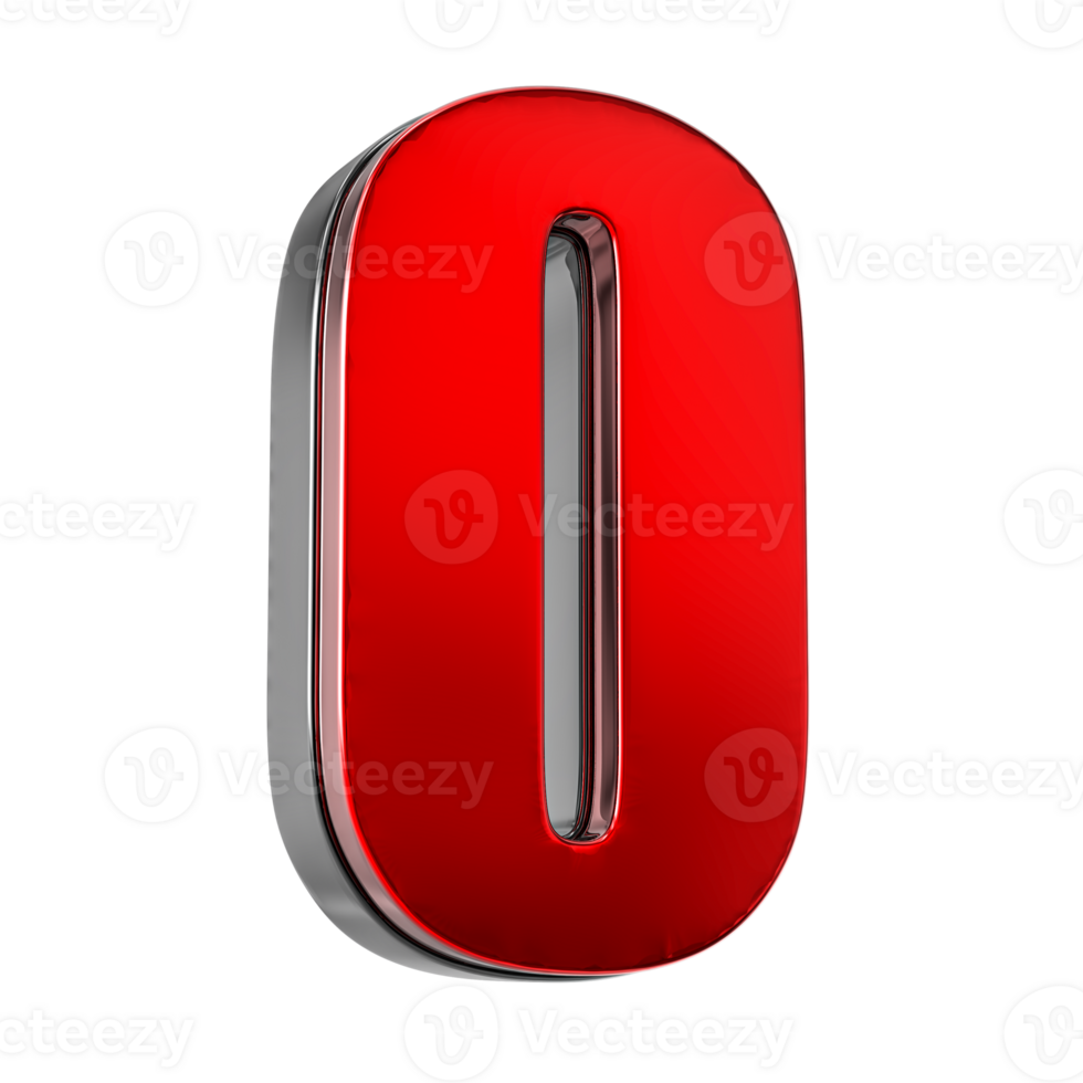 0 Number Red 3D png