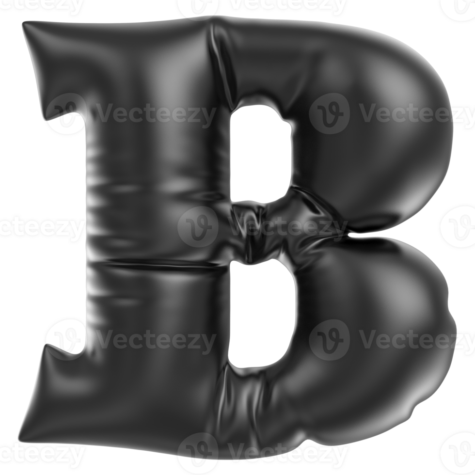 Balloon Font B Black 3D Rendering png