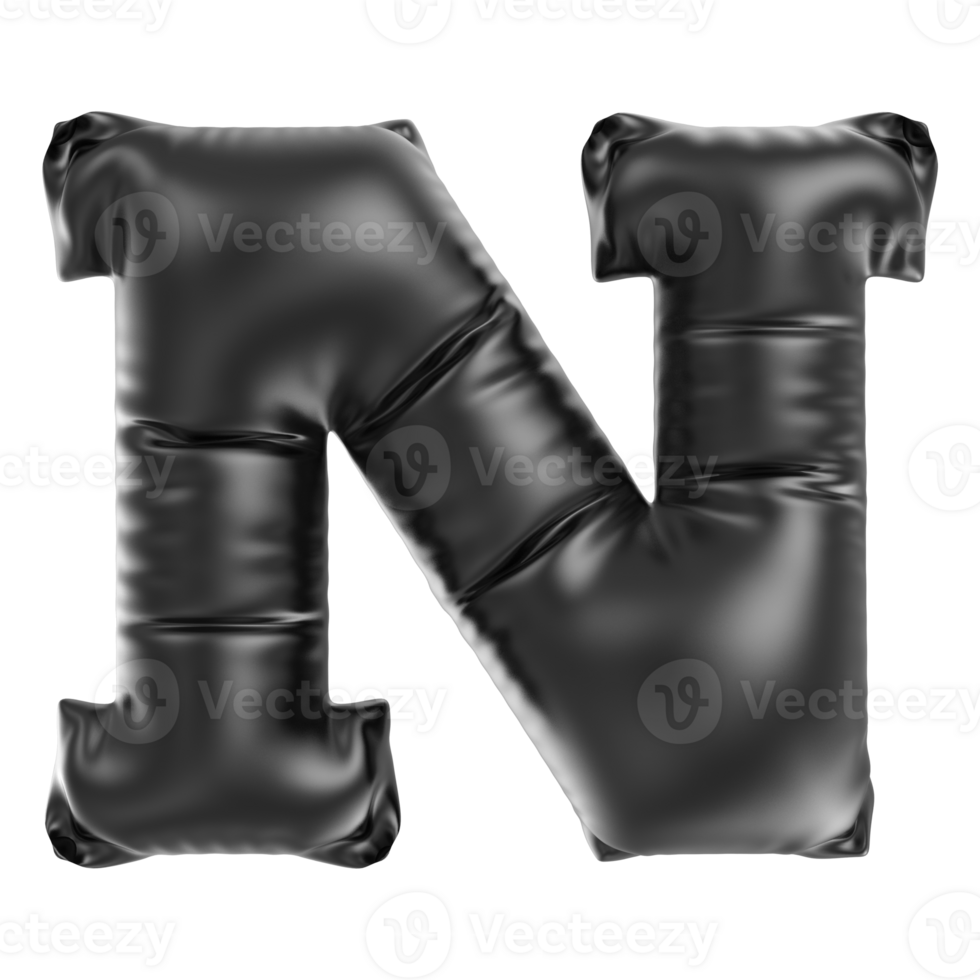 Balloon Font N Black 3D Rendering png