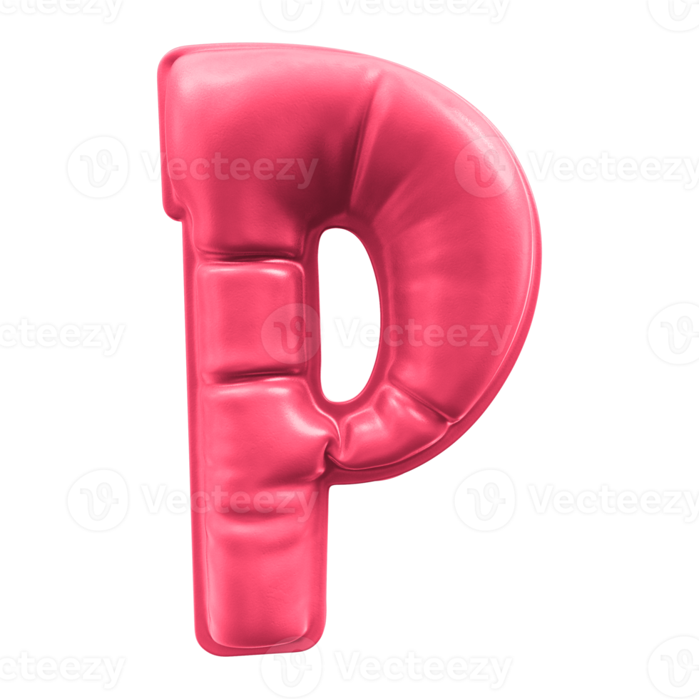 P Font Green Balloon 3D Render png