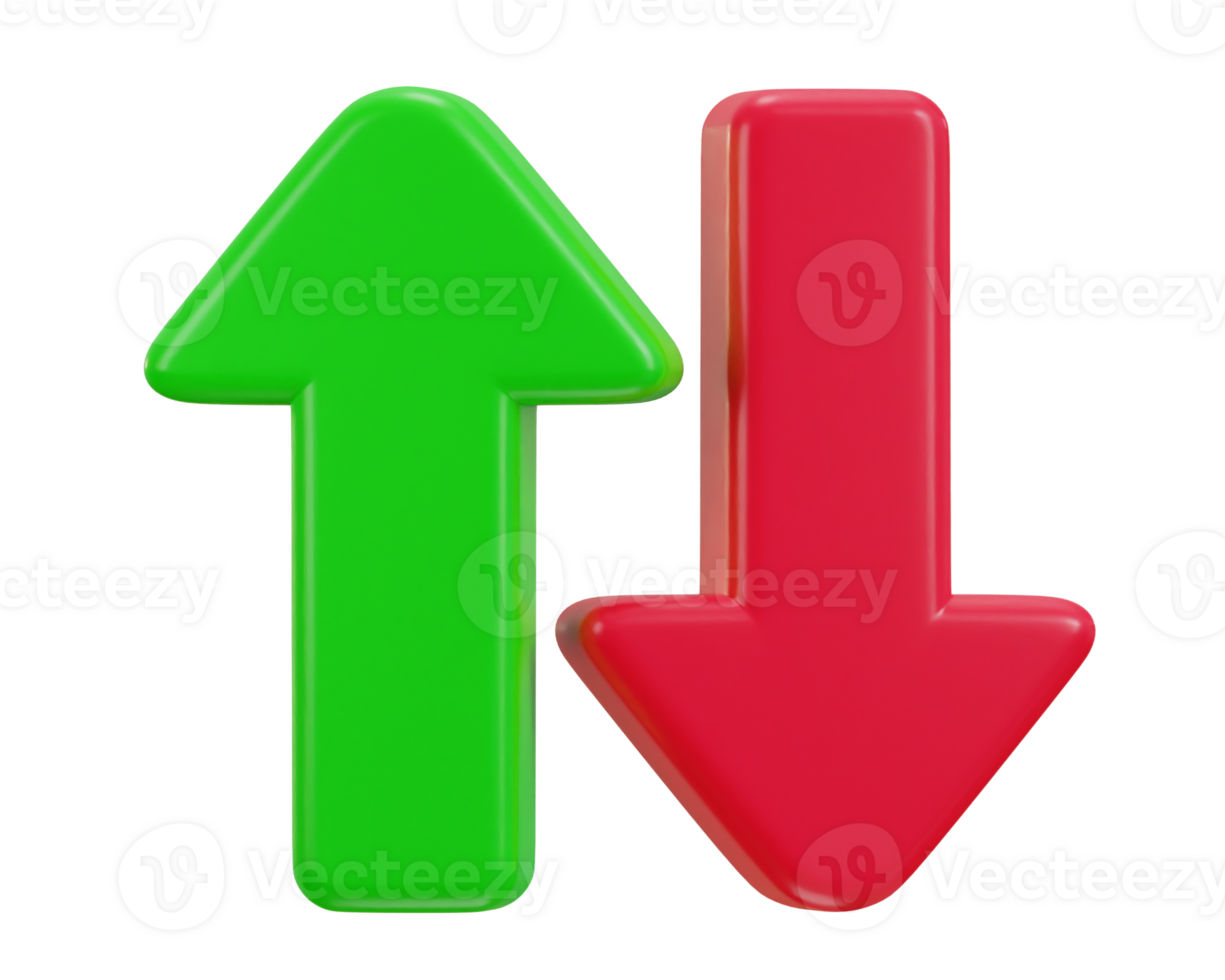 3d green up and red down arrow icon png