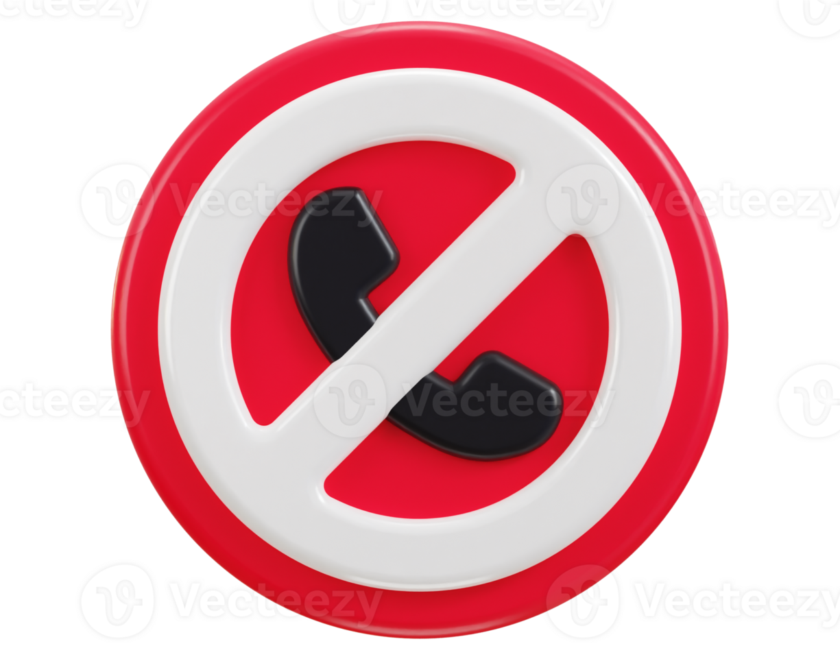 phone call ban, block 3d rendering icon illustration png