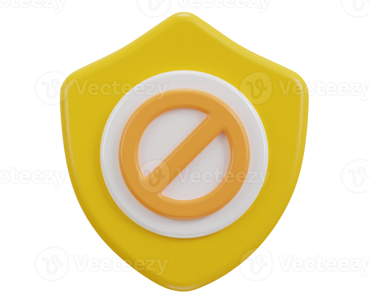 shield with security block, user ban icon isolated illustration png