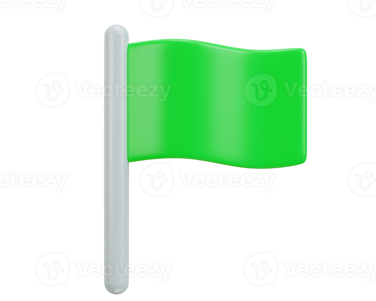 green flag on stick 3d icon illustration png