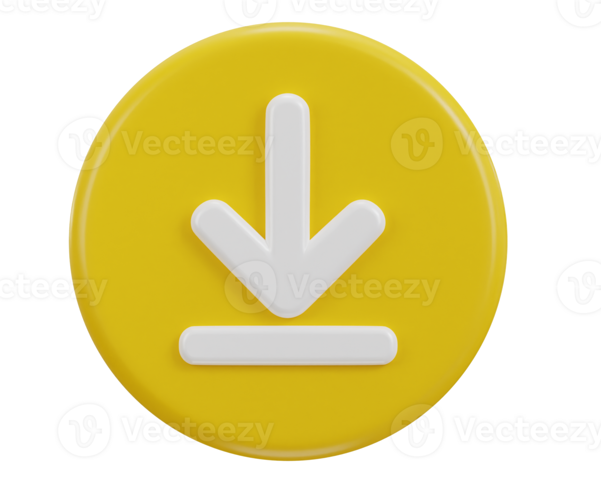 download button icon 3d rendering png