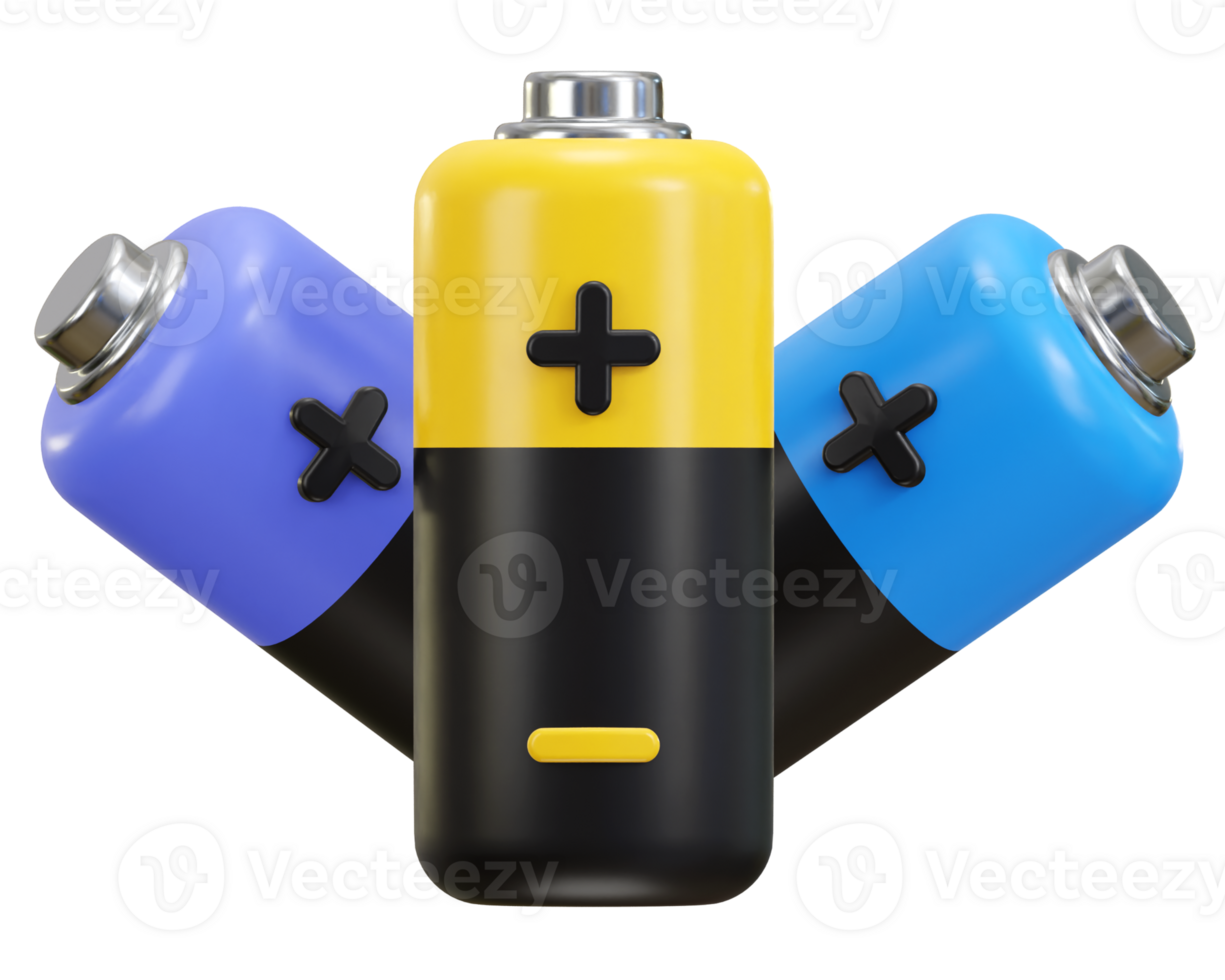 battery stick with plus and minus sign electric power 3d icon illustration png