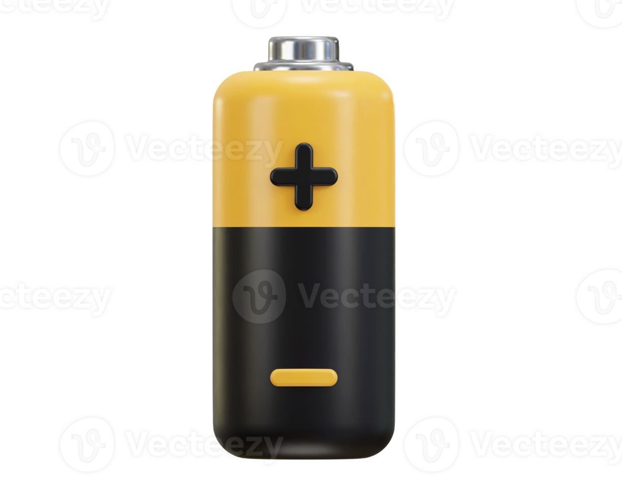 battery stick with plus and minus sign electric power 3d icon illustration png