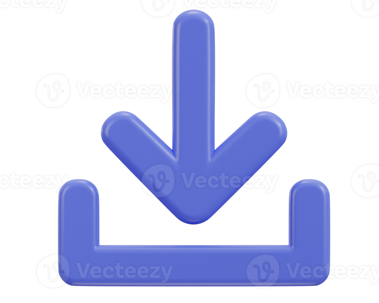 3d Télécharger icône, télécharger icône, Télécharger symbole, signe. vers le bas La Flèche bas côté symbole png