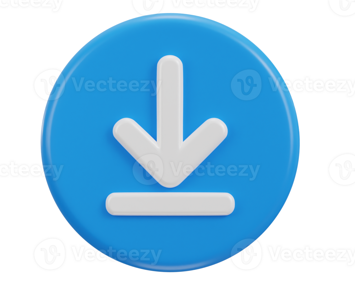 download button icon 3d rendering png