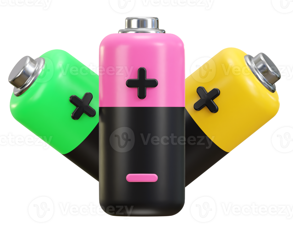 battery stick with plus and minus sign electric power 3d icon png