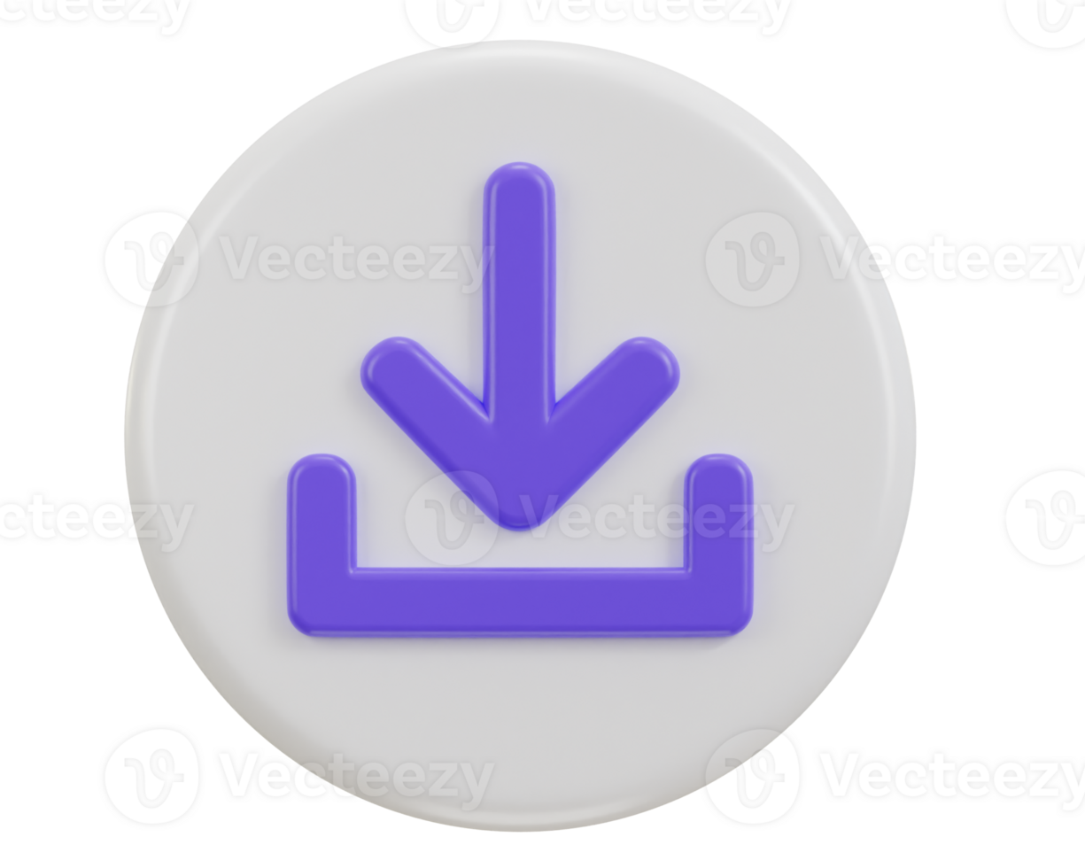 download button icon 3d rendering png