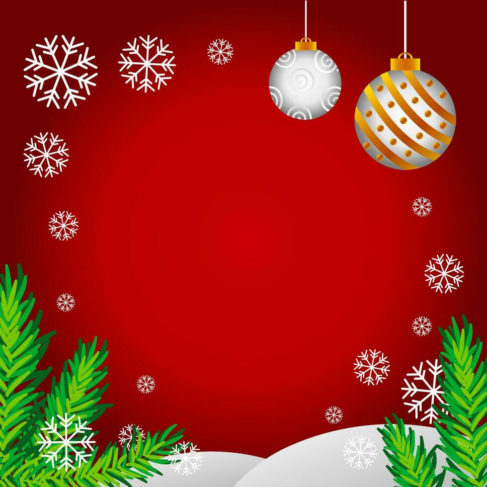 Red Christmas background and decorations vector