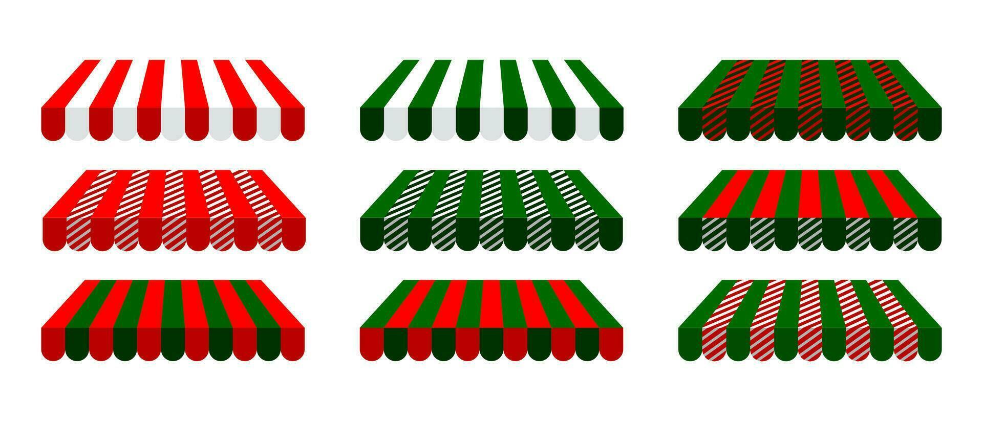 Bundle of shop umbrellas Christmas team vector
