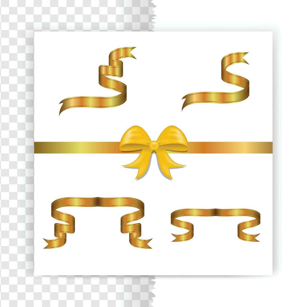 Golden tag with corner ribbon, empty page template frame isolated on background vector