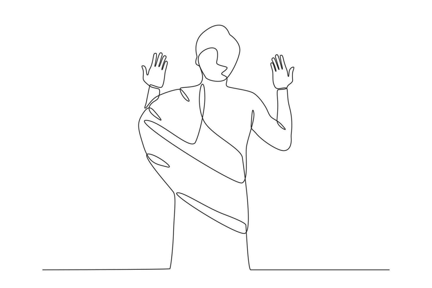 Back view of a man praying in Mecca vector
