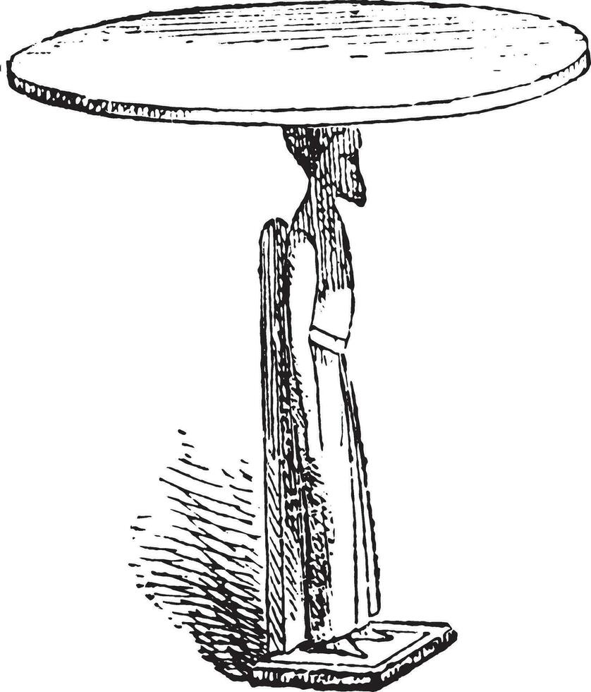 Table with one foot in captive, vintage engraving. vector