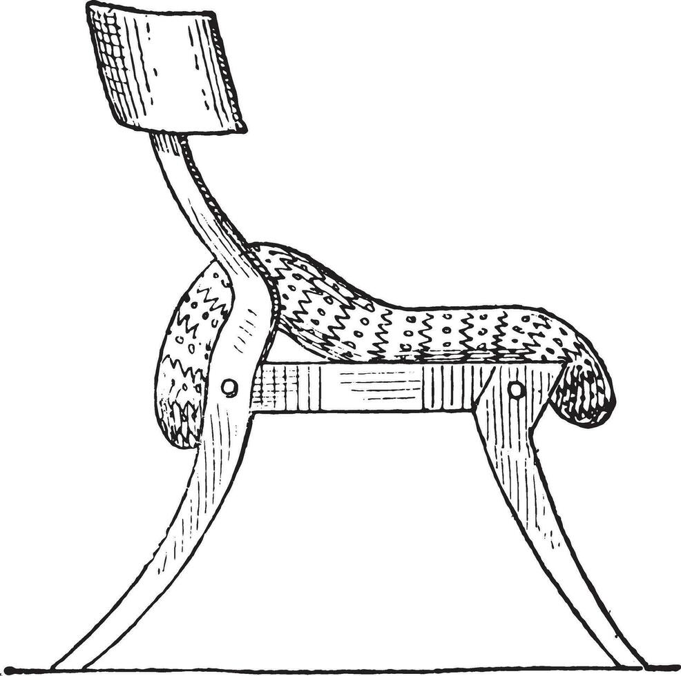 Greek chair, vintage engraving. vector