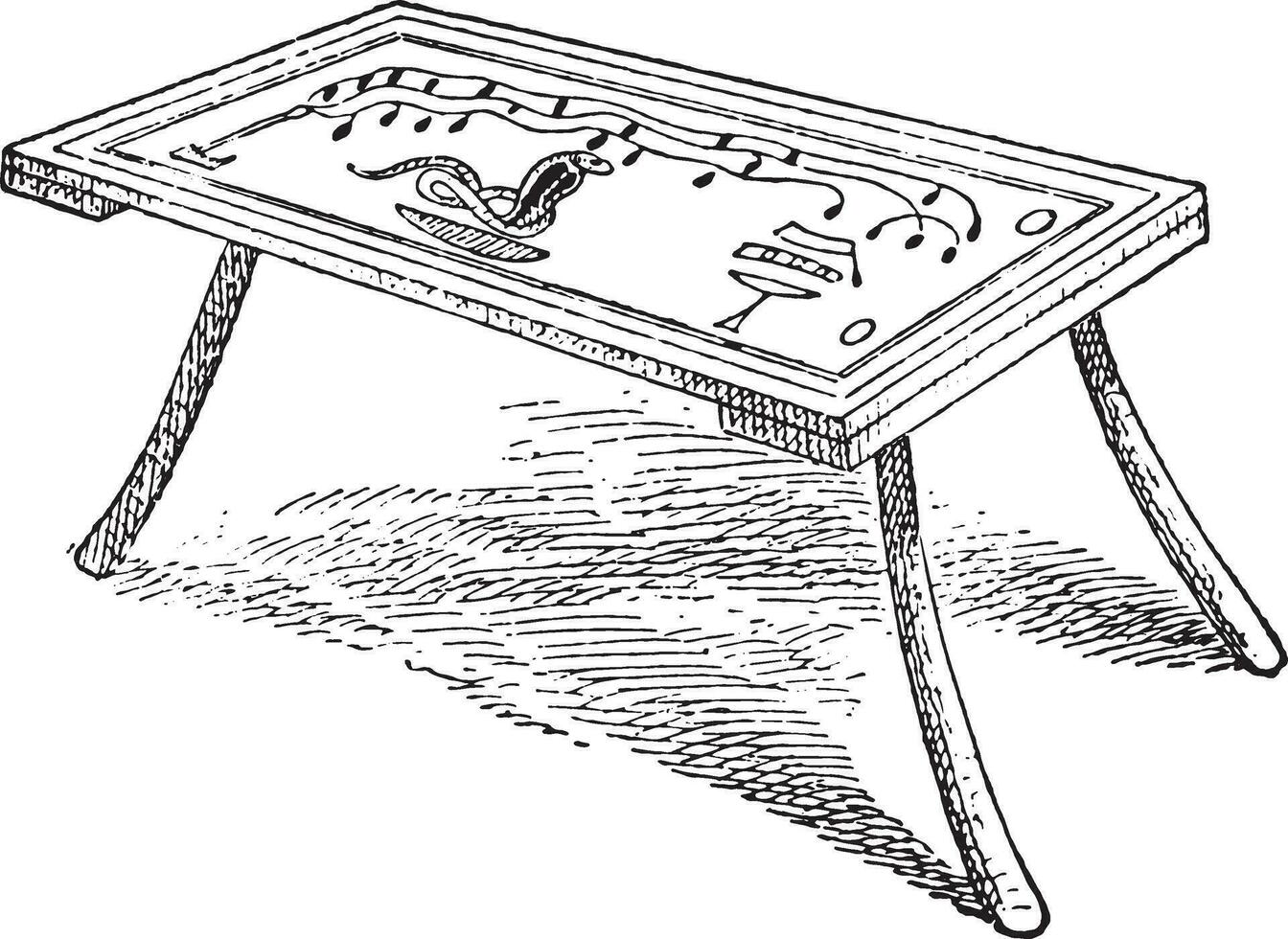 Egyptian table with three feet, vintage engraving. vector