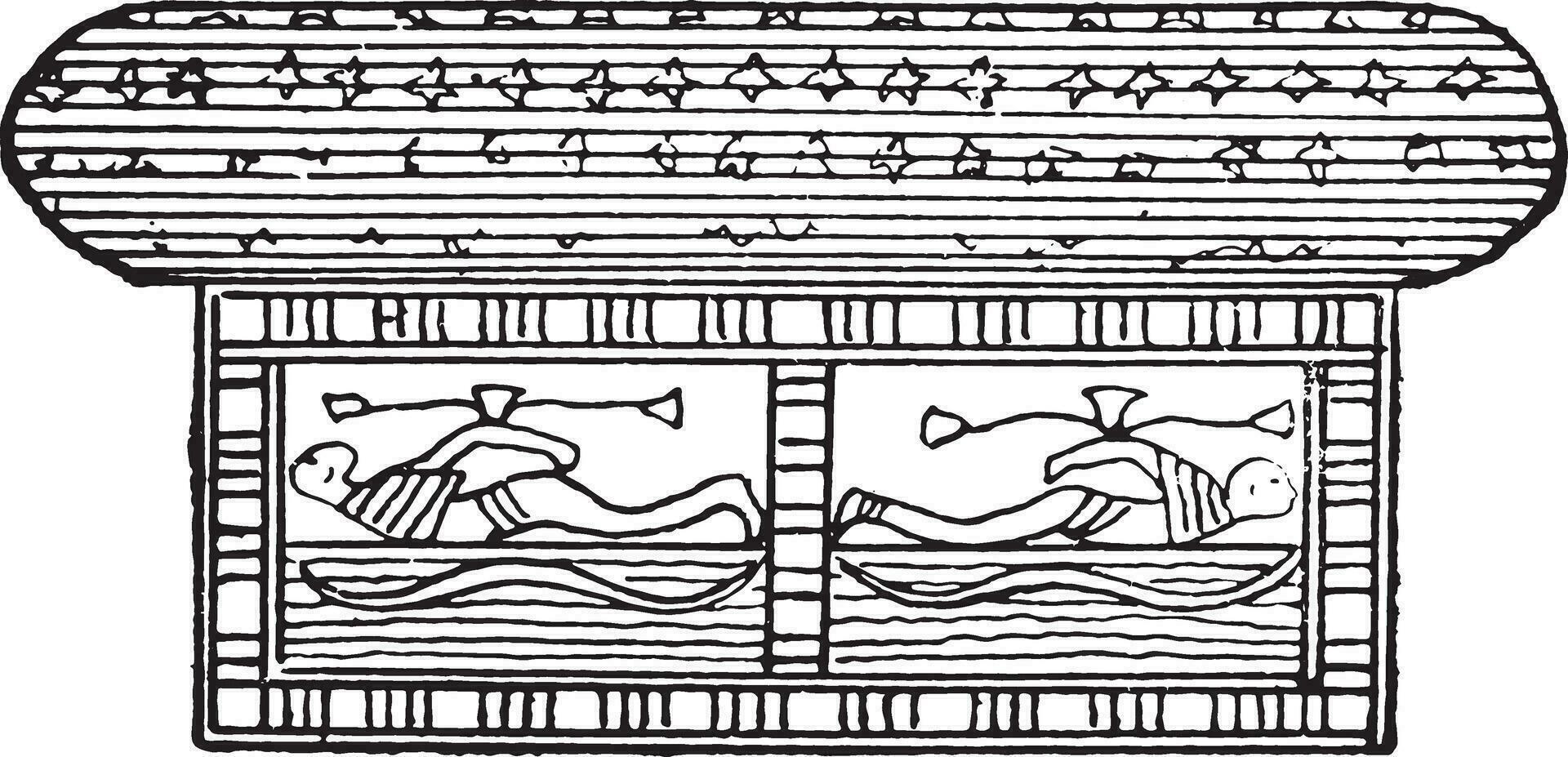 Egyptian bed, vintage engraving. vector