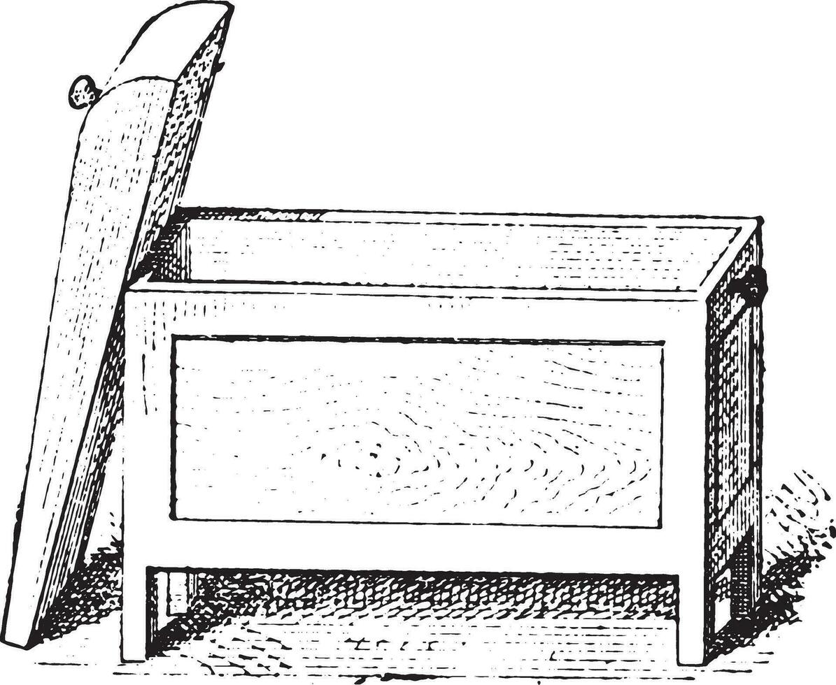 Box with the lid open, vintage engraving. vector