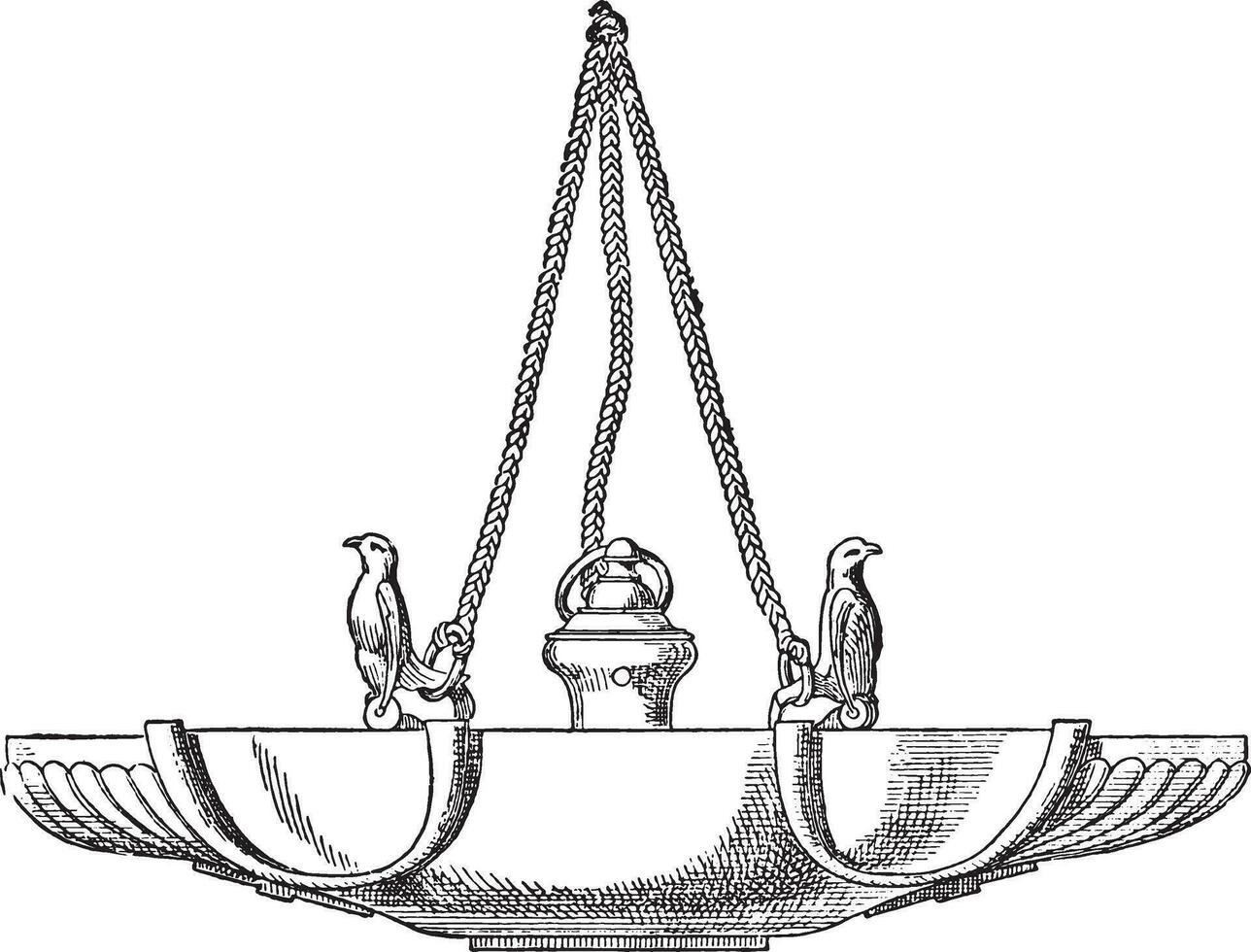 Hanging Lamp, vintage engraving. vector