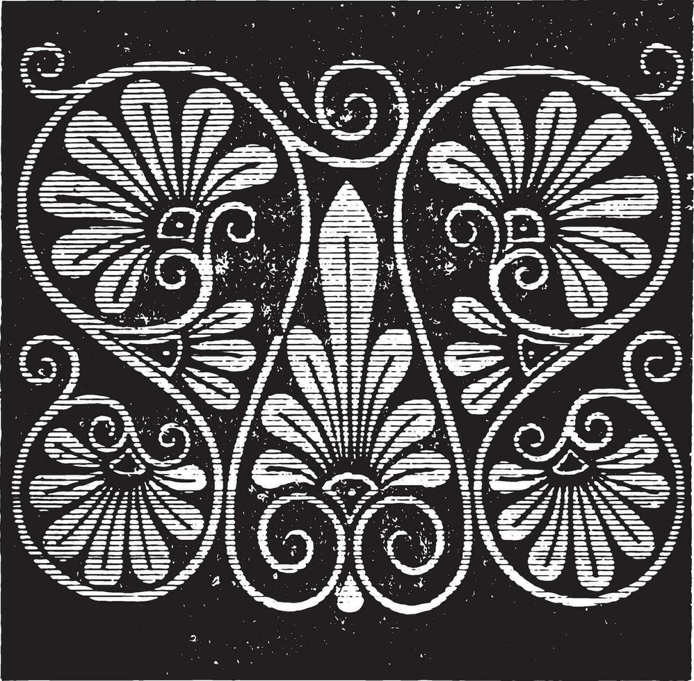 Greek palmette, vintage engraving. vector