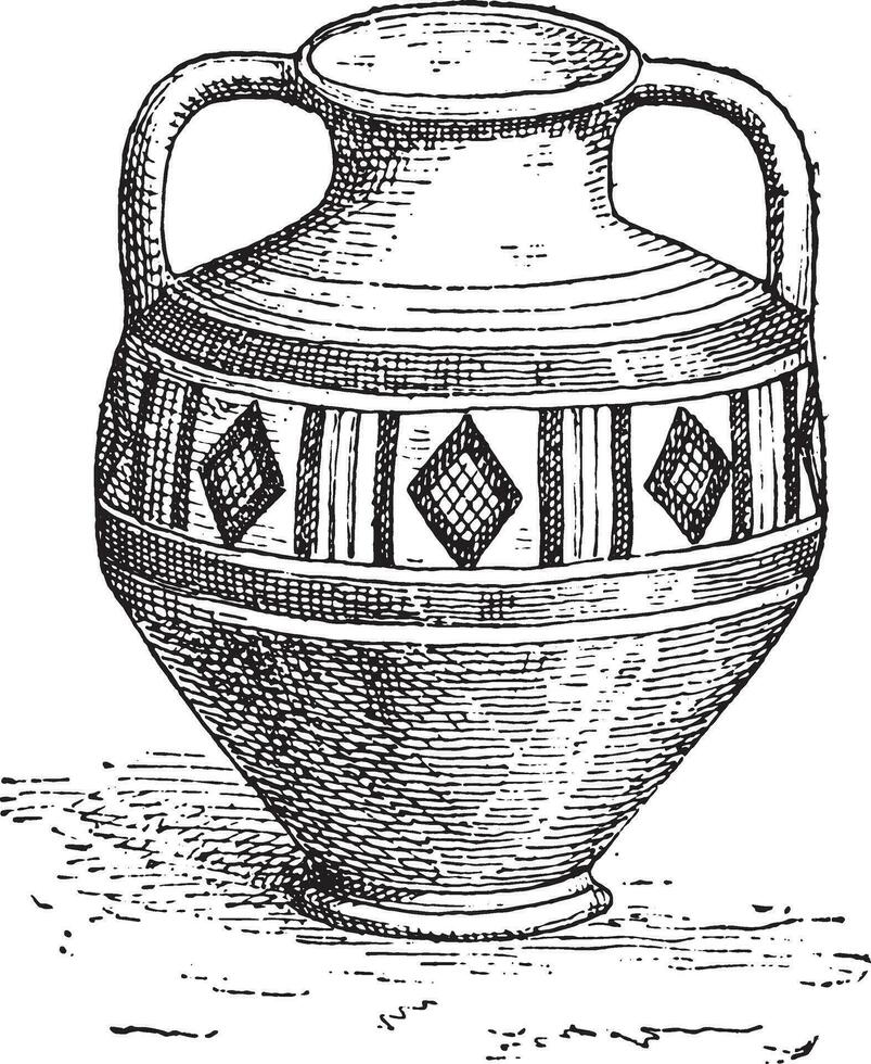 Gallo-Roman vase earth, vintage engraving. vector