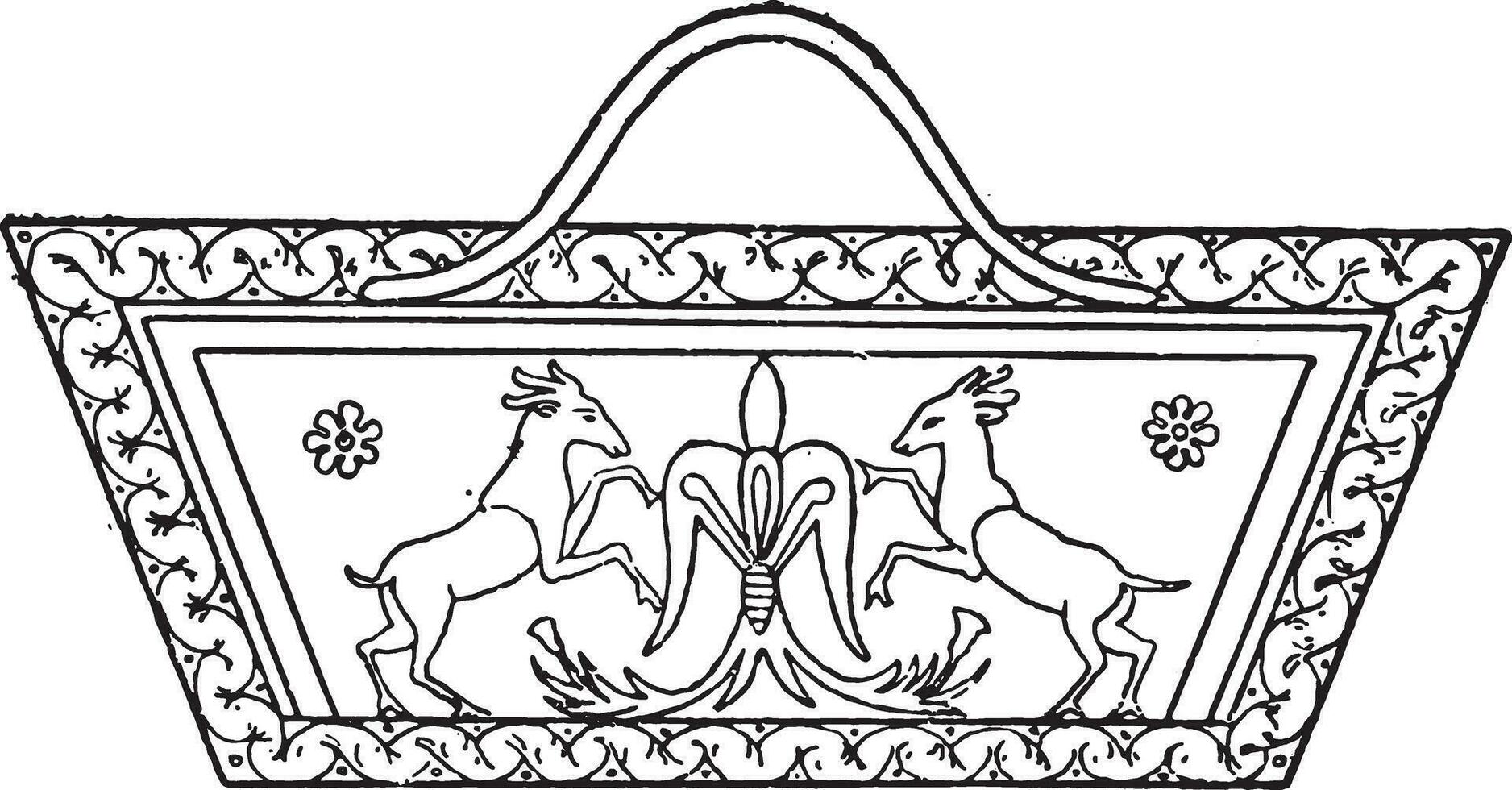 egipcio cesta, Clásico grabado. vector