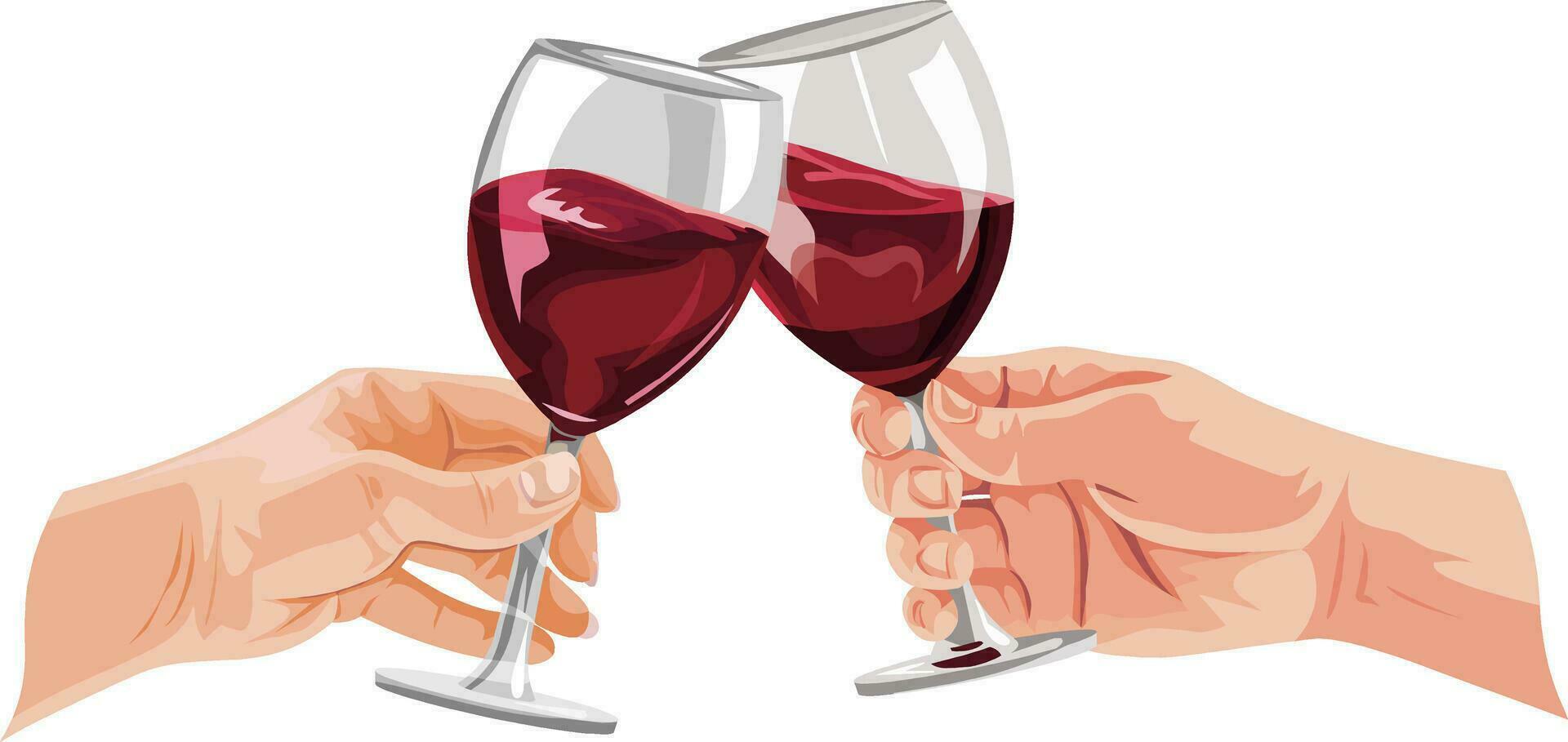 Vector of hands toasting wine glasses.